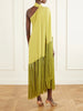 Gunilla one-shoulder scarf-detailed fringed crepe mini dress