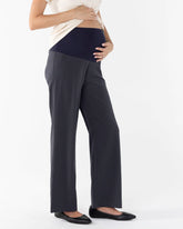 Mid Waist Maternity Relax Woven Pants - Dark Grey