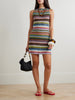 Mare open-back striped metallic crochet-knit mini dress