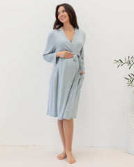 Grace Maternity & Nursing Robe - Sea Mist
