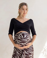 Suzie Maternity Cross Over Off Shoulder Top Black