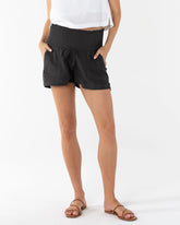 Maternity Summer Drawstring Black Shorts
