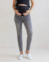 Claire Over the Bump Skinny Maternity Denim Jeans Charcoal
