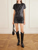 Alia draped leather mini dress