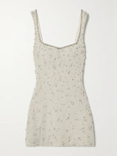 Embellished stretch-tulle mini dress