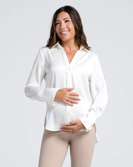 Amelia White Maternity Acetate Shirt