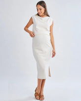 Anna Elegant Maternity Sleeveless Top in Apricot Cream