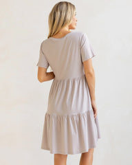 Lilou Maternity Button Front Dress in Grey Mushroom