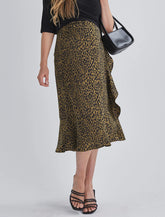 Christie Maternity Wrap Midi Skirt in Leopard Print