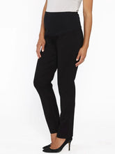 Mid Waist Maternity Slim Work Pants -Black