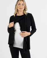 Cynthia Button Design Nursing Overlay Top in Black