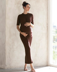 Alexis Side Split Maternity Top in Chocolate Truffle