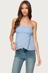 Narnie Striped Strapless Wrap Top