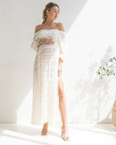 Mariana Sheer Maternity Photoshoot Dress in White
