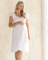 Élodie Maternity Short Sundress in White