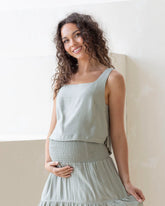 Luana Maternity Cropped Tank Top in Mint Green