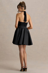 Peggy | Black Halter-Neck Skater Mini Dress
