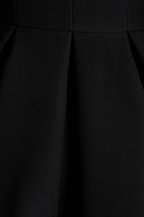 Kat | Black Plunge-Neck Tailored Mini Dress