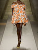 Off-the-shoulder gathered floral-print cotton-poplin mini dress