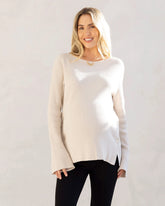 Arial Maternity Oversized Luxury Knit Nursing Jumper in Cream