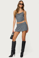 Klara Studded Cowl Neck Halter Top