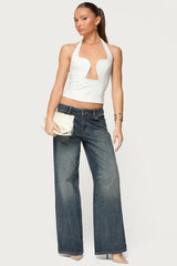 Stassy Abstract Cutout Halter Top