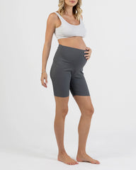 Maternity Bamboo Bike Shorts in Slate