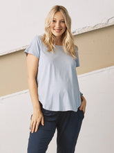 Maternity Short Sleeve Cotton Tee - Ice Blue