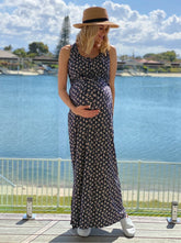Maternity Maxi Dress in Navy Print