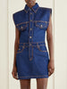 Paneled denim mini dress