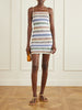 Striped metallic crochet-knit mini dress