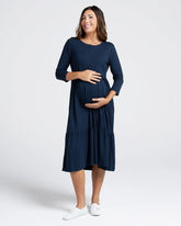 Essential Maternity Midi Dress in Navy
