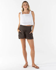 Maternity Summer Drawstring Khaki Shorts