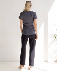 Steph Maternity Mid Waist Stretch Work Pants - Black