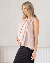Debbie Maternity Button Shirt in Blush Pink