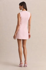 Luxira | Light Pink Sweetheart-Neck Tailored Mini Dress