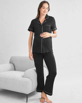 Maternity Bamboo Pyjama Set in Black