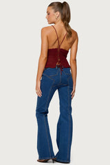 Starrie Panel Stitch Low Rise Bootcut Jeans