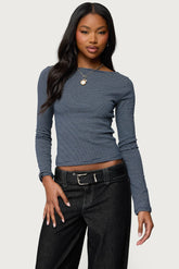 Loria Striped Boat Neck Top