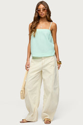 Gili Contrast Stich Low Rise Barrel Jeans