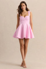 Katya | Light Pink Sweetheart-Neck Skater Mini Dress