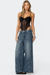 Jainie Grommet Low Rise Baggy Jeans