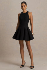 Leilani | Black Round-Neck Mini Skater Dress