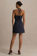 Ember | Navy Pinstripe Square-Neck Mini Dress