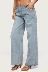 Buckled Low Rise Baggy Jeans
