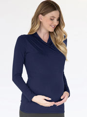 Inès Maternity Crossover Bamboo Top - Navy