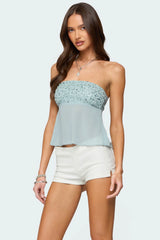 Beadie Sheer Chiffon Strapless Top
