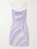 Printed satin-jersey mini dress