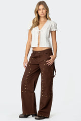 Studded Low Rise Baggy Carpenter Jeans