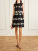 Floral-print lace-trimmed crepe de chine mini dress